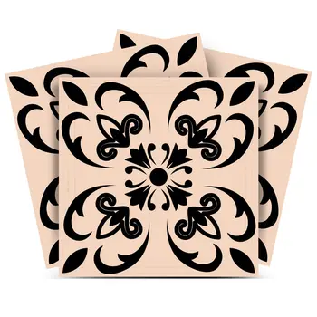 12" X 12" Black and Brown Mini Orchid Peel and Stick Removable Tiles