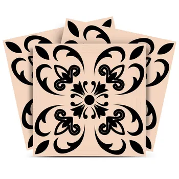 12" X 12" Black and Brown Mini Orchid Peel and Stick Removable Tiles