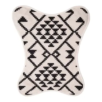 26" Beige And Black And Black Geometric Butterfly Chair