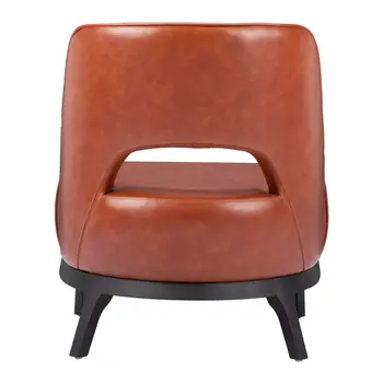 26" Brown And Black Faux Leather And Faux Leather Lounge Chair