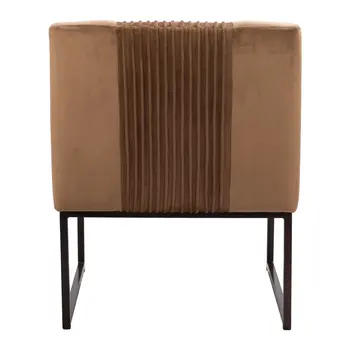 25" Brown And Brass Velvet And Upholstered Tufted Slipper Chair