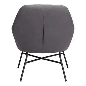 25" Gray And Black Faux Leather And Faux Leather Arm Chair