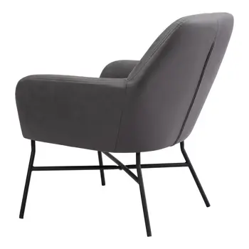 25" Gray And Black Faux Leather And Faux Leather Arm Chair