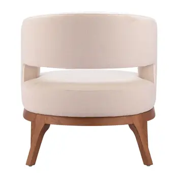 27" Beige And Brown Upholstered Arm Chair