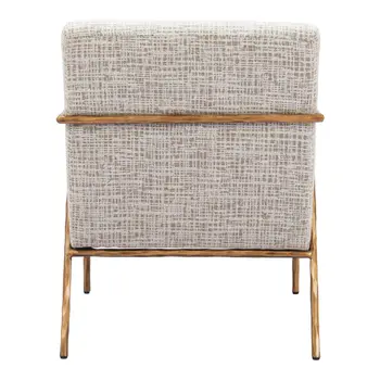 25" Beige And Gold Upholstered Arm Chair