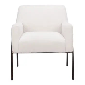 28" Cream And Bronze Faux Shearling And Upholstered Arm Chair