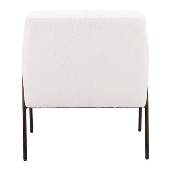 28" Cream And Bronze Faux Shearling And Upholstered Arm Chair