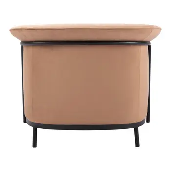 35" Tan And Black Upholstered Arm Chair
