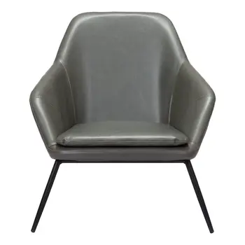 29" Gray And Black Faux Leather And Faux Leather Arm Chair