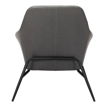 29" Gray And Black Faux Leather And Faux Leather Arm Chair