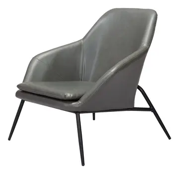 29" Gray And Black Faux Leather And Faux Leather Arm Chair