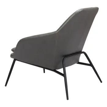 29" Gray And Black Faux Leather And Faux Leather Arm Chair