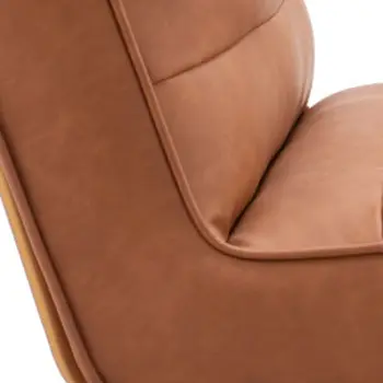 25" Brown And Gold Faux Leather And Faux Leather Tufted Arm Chair