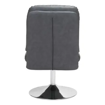 22" Gray And Silver Faux Leather And Faux Leather Side Chair