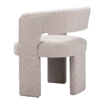 27" Beige Faux Shearling And Upholstered Arm Chair