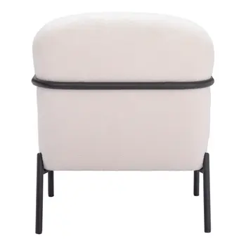 26" Ivory And Black Faux Shearling And Upholstered Arm Chair