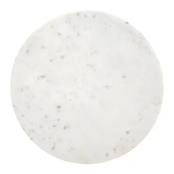 23" White and Natural Distressed Marble and Wood Round Drum End Table