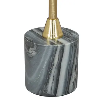 22" Gold Gray And White Marble And Iron Round Pedestal End Table