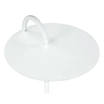 25" White Iron And Marble Round Pedestal End Table