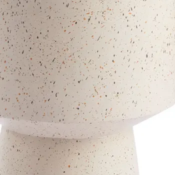 18" Beige Faux Stone Round Pedestal End Table