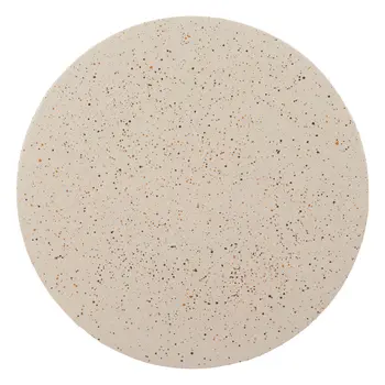 18" Beige Faux Stone Round Pedestal End Table