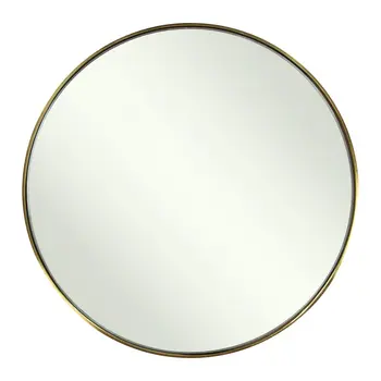 20" Gold and Black Mirrored Glass and Iron Round End Table