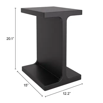 20" Black Solid Wood Pedestal End Table