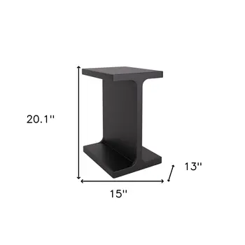 20" Black Solid Wood Pedestal End Table