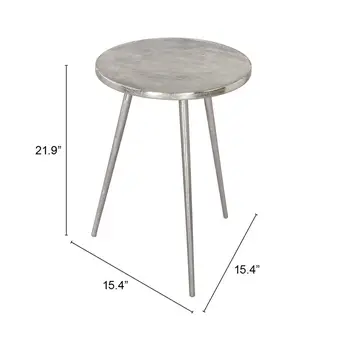 22" Silver Aluminum Round End Table