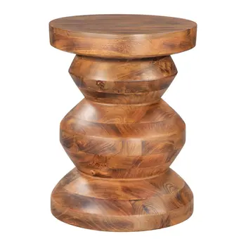 21" Brown Solid Wood Round Pedestal End Table