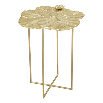 21" Gold Aluminum And Iron Cross Legs End Table