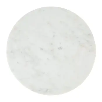25" White And Black Marble And Aluminum Round Pedestal End Table