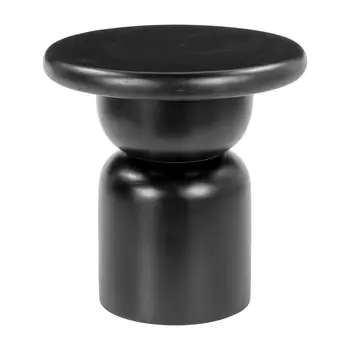 20" Black Solid Wood Round Pedestal End Table