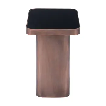 18" Black And Bronze Glass And Steel Pedestal End Table