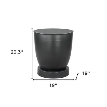 20" Black Iron Round Pedestal End Table