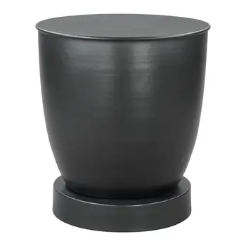 20" Black Iron Round Pedestal End Table