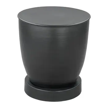 20" Black Iron Round Pedestal End Table