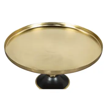 22" Gold And Black Iron Round Pedestal End Table