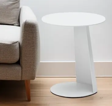 16" White Aluminum Rounded Outdoor Side Table
