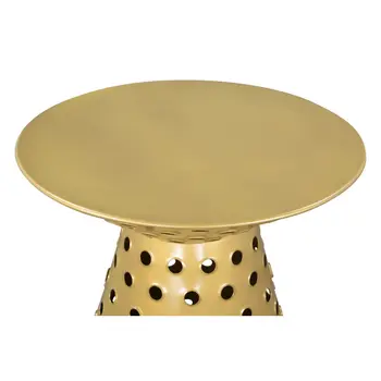 20" Gold Iron Round Pedestal End Table
