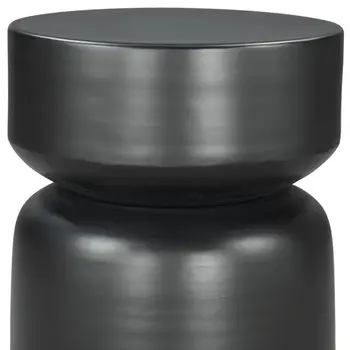 20" Black Iron Round Drum End Table