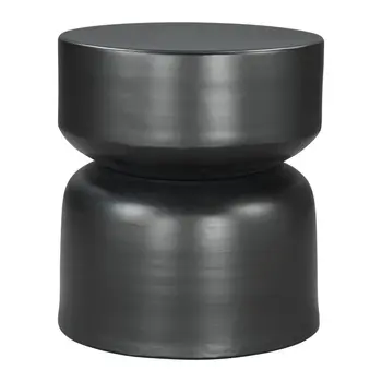 20" Black Iron Round Drum End Table