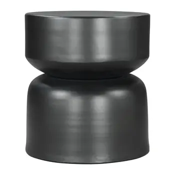 20" Black Iron Round Drum End Table