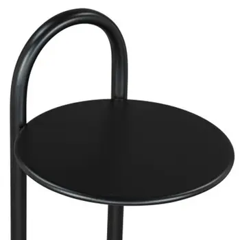 22" Black And White Iron And Marble Round C Table End Table