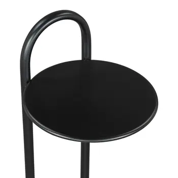 22" Black And White Iron And Marble Round C Table End Table