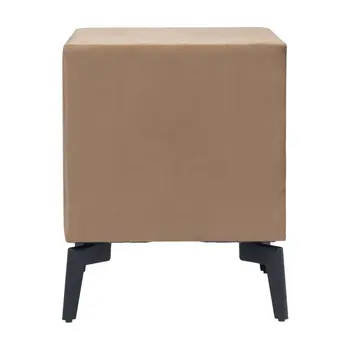 20" Brown and Black Velvet Wood and Steel End Table With Two Drawers