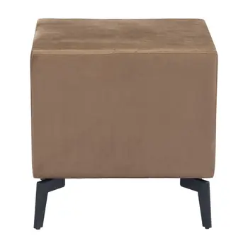 20" Brown and Black Velvet Wood and Steel End Table With Two Drawers