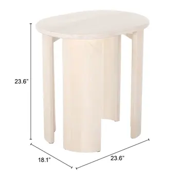 24" Natural Solid Wood Oval End Table
