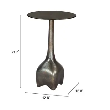 22" Charcoal Aluminum Round Pedestal End Table