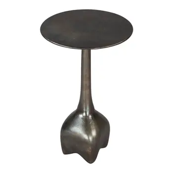 22" Charcoal Aluminum Round Pedestal End Table
